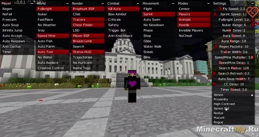Xenon - сборка Minecraft с читами [1.7.10]